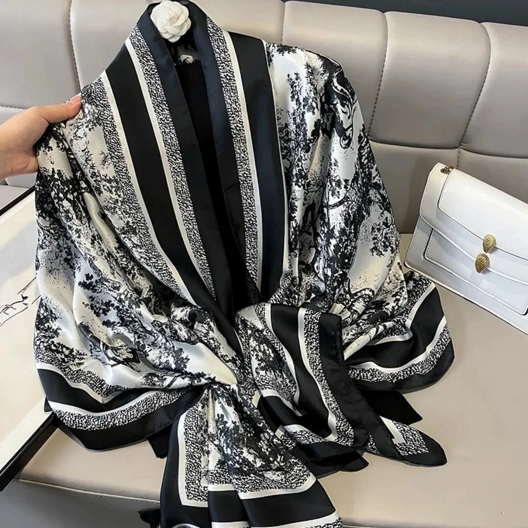 180*90cm Scarves Luxury Brand Long Silk Scarf Women Soft Shawl Wrap Muffler Hijab Bufanda Foulard Female Bandana Beach Stoles