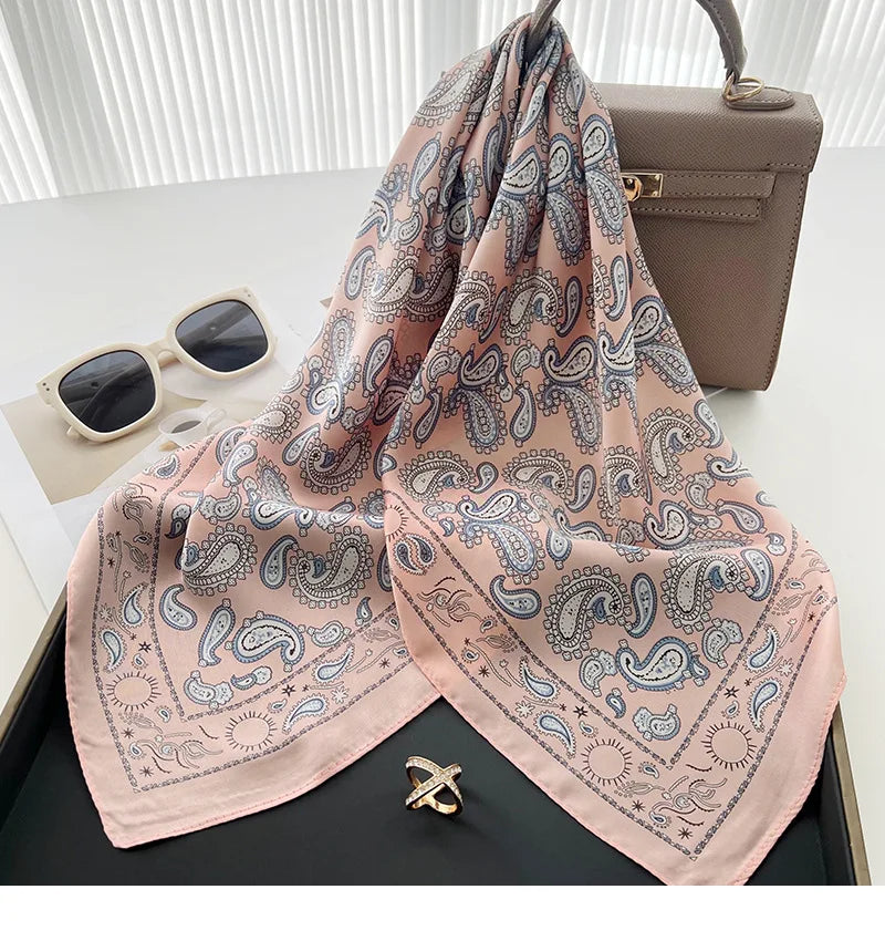 Head Scarf For Women Luxury Square Scarf Bandanna Spring/Summer Headband Hair Scarf Soft Stain Neckerchief For Dress Up you Look