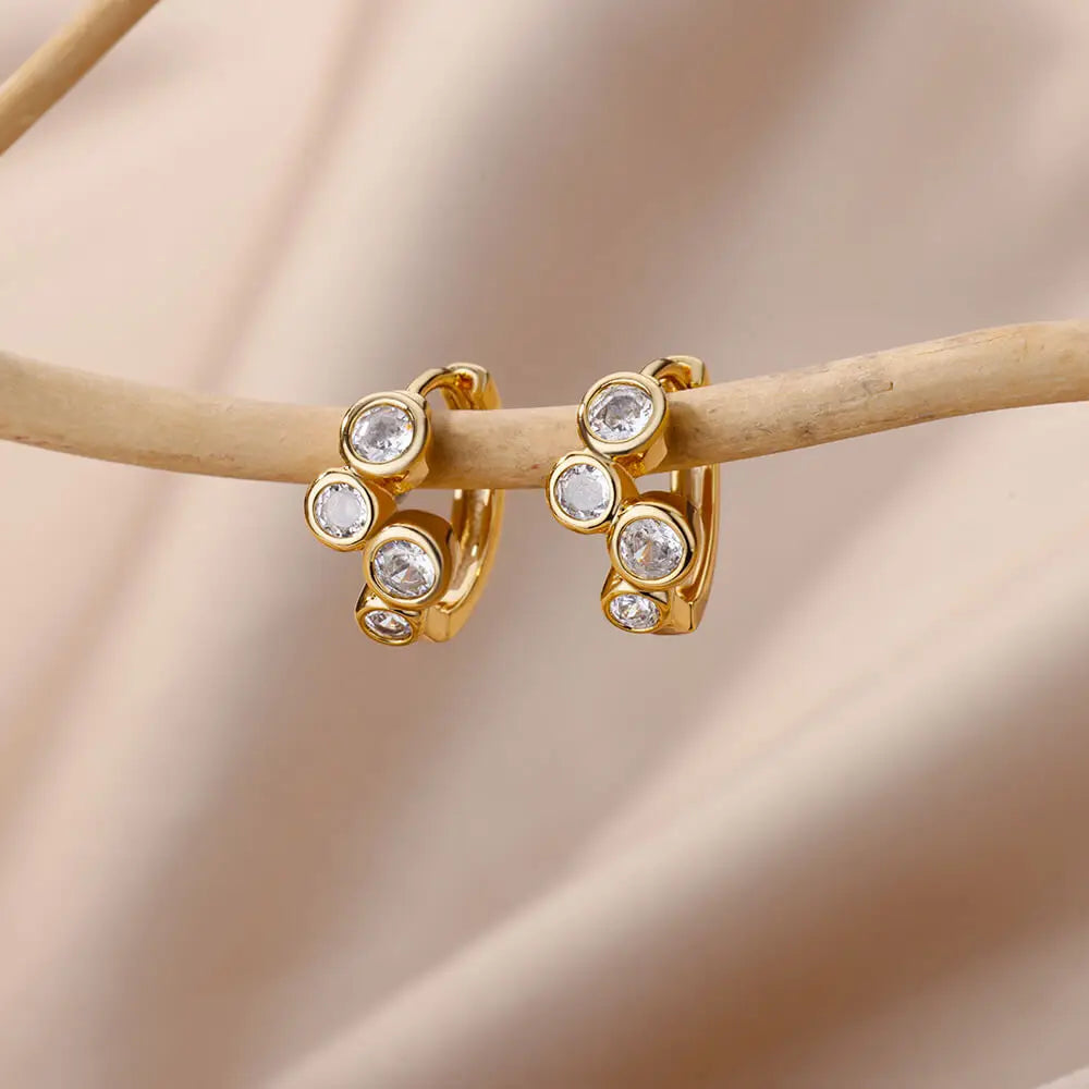 Zircon Pendientes Earring For Women Stainless Steel Hoop Piercing Earring Trending 2024 New Jewerly aretes de mujer bijoux femme