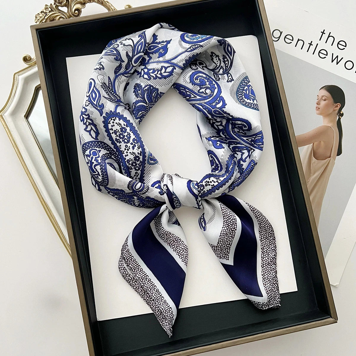 Square Scarf For Women Breathable Bandanna Luxury Headband Hair Scarf Soft Stain Neckerchief Spring/Summer Head Scarf