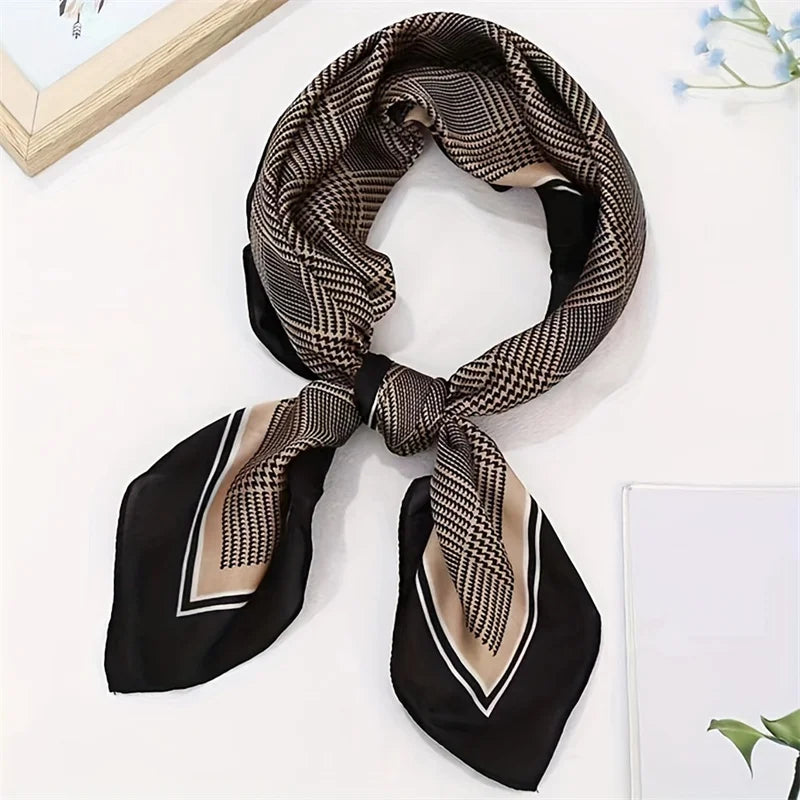 New lady Girl 70*70cm Silk Satin Hair Scarf Women Handkerchief stripe Printed Female Square Head Bandana Small Neck Muffler Hija