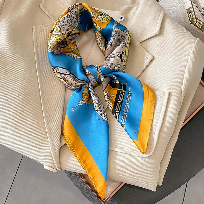 Elegant Floral Scarf for Lady Fashion Square Silk Neck Kerchief Bandana Foulard Soft Hairbands Women 2022 New Bufanda