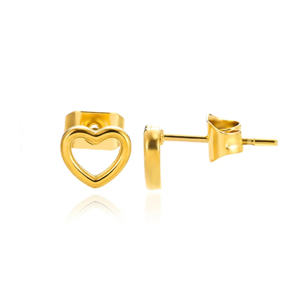 Stainless Steel Gold Plated Heart Shaped Set Zircon Stud Earrings for Women Delicate Hoops Earring Wedding Party Jewelry Gifts