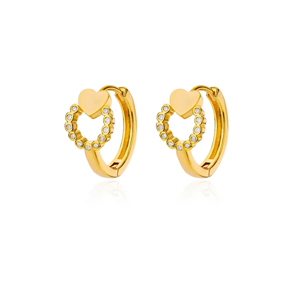 Stainless Steel Gold Plated Heart Shaped Set Zircon Stud Earrings for Women Delicate Hoops Earring Wedding Party Jewelry Gifts