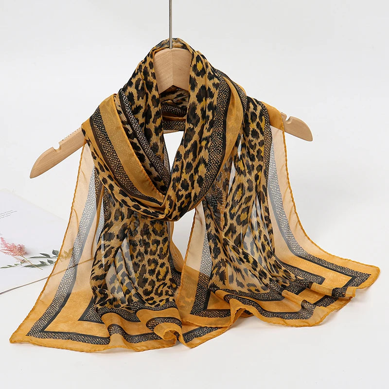 2026 New Print Chiffon Scarf Shawl Women Sunscreen Silk Scarf Turban Long Wrap Beach Travel Outdoor Accessories Trendy Headband