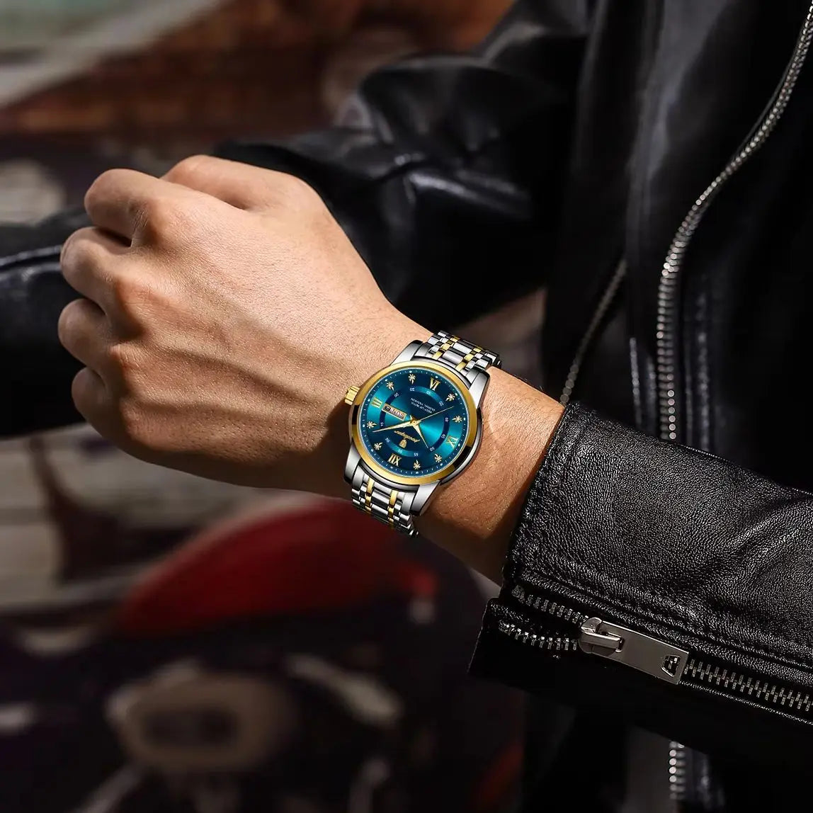 POEDAGAR Fashion Business Men's Quartz Watch Date Week Stainless Steel Man Wristwatch Waterproof Luminous Luxury Watches for Men