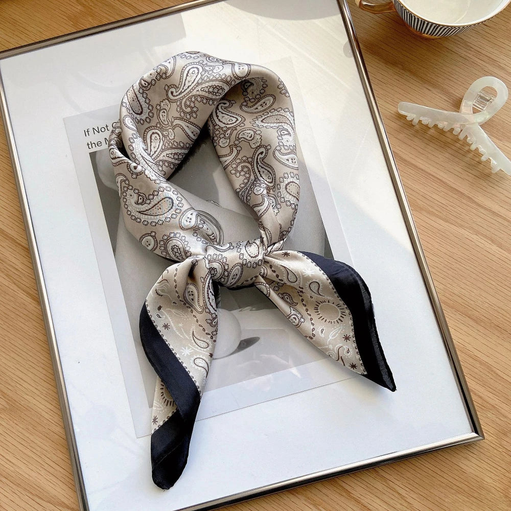 Paisley Cashew Print 70*70cm Silk Square Scarf Women Neck Tie Soft Satin Neckerchief Female Foulard Headband Hijab Decorate Hand