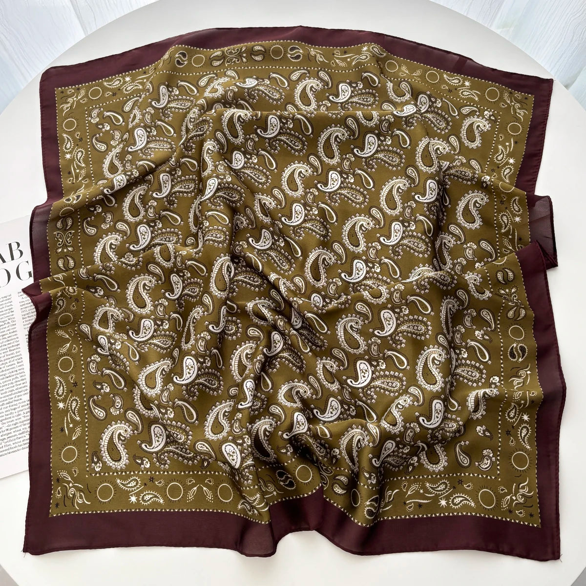 1pcs Luxury Square Scarf Cashew Print Bandana Women's Imitation Silk Scarf Casual Decoration 70cm Neckerchief Headband