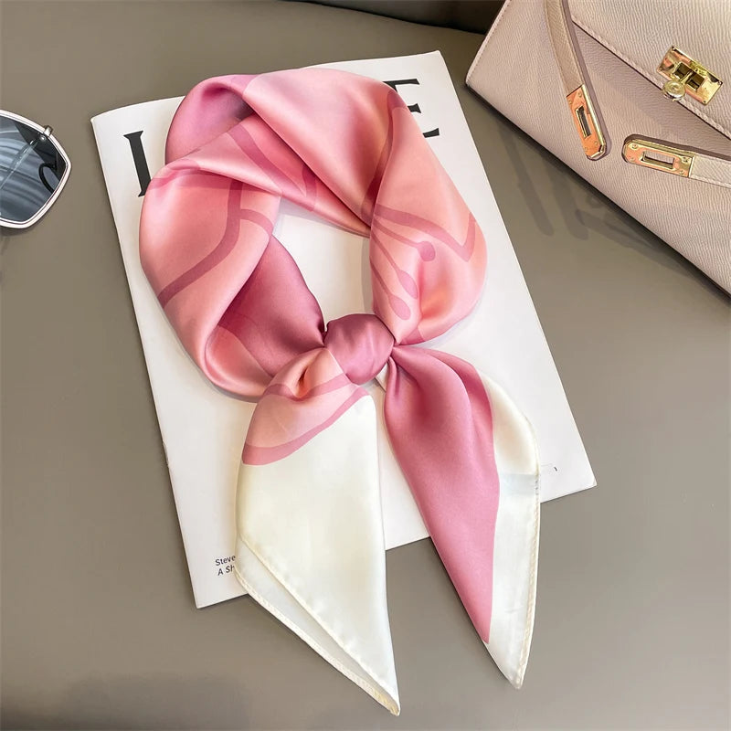 2024 New Fashion Luxury Silk Scarf Bandana Women Hair Bands Square Scarves Neck Tie Bag Scarfs Satin Lady Wrap Headband