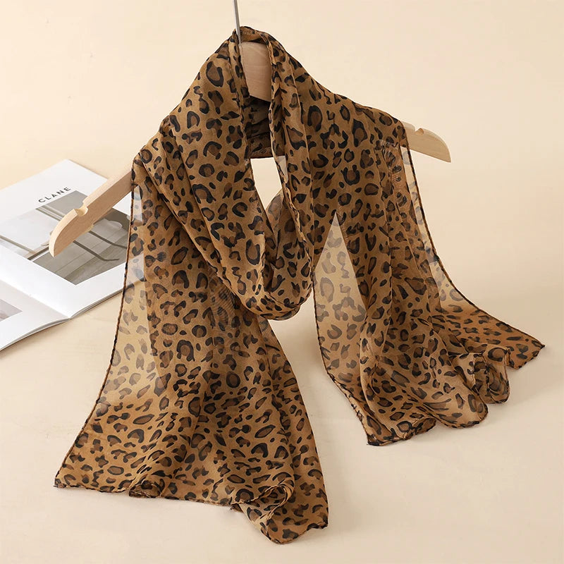2026 New Print Chiffon Scarf Shawl Women Sunscreen Silk Scarf Turban Long Wrap Beach Travel Outdoor Accessories Trendy Headband