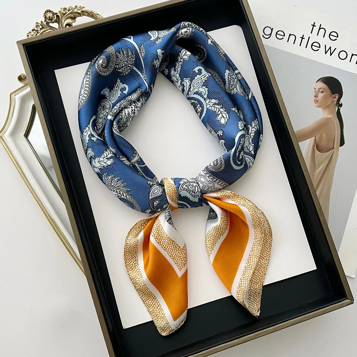 Square Scarf For Women Breathable Bandanna Luxury Headband Hair Scarf Soft Stain Neckerchief Spring/Summer Head Scarf