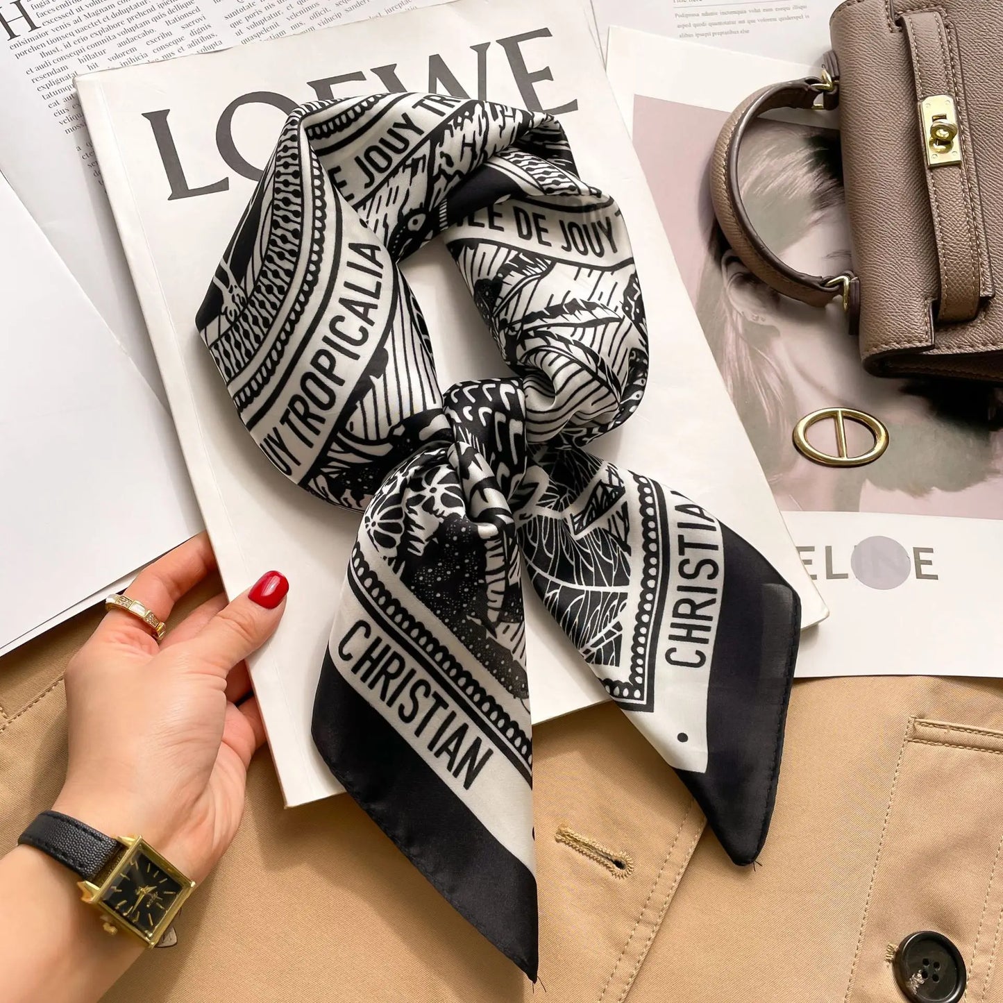 Luxury Horse  Silk Shawl Square Scarf For Women Print Hijab Summer Wraps Neckerchief Female 70*70cm Handkerchief Bandana Girl