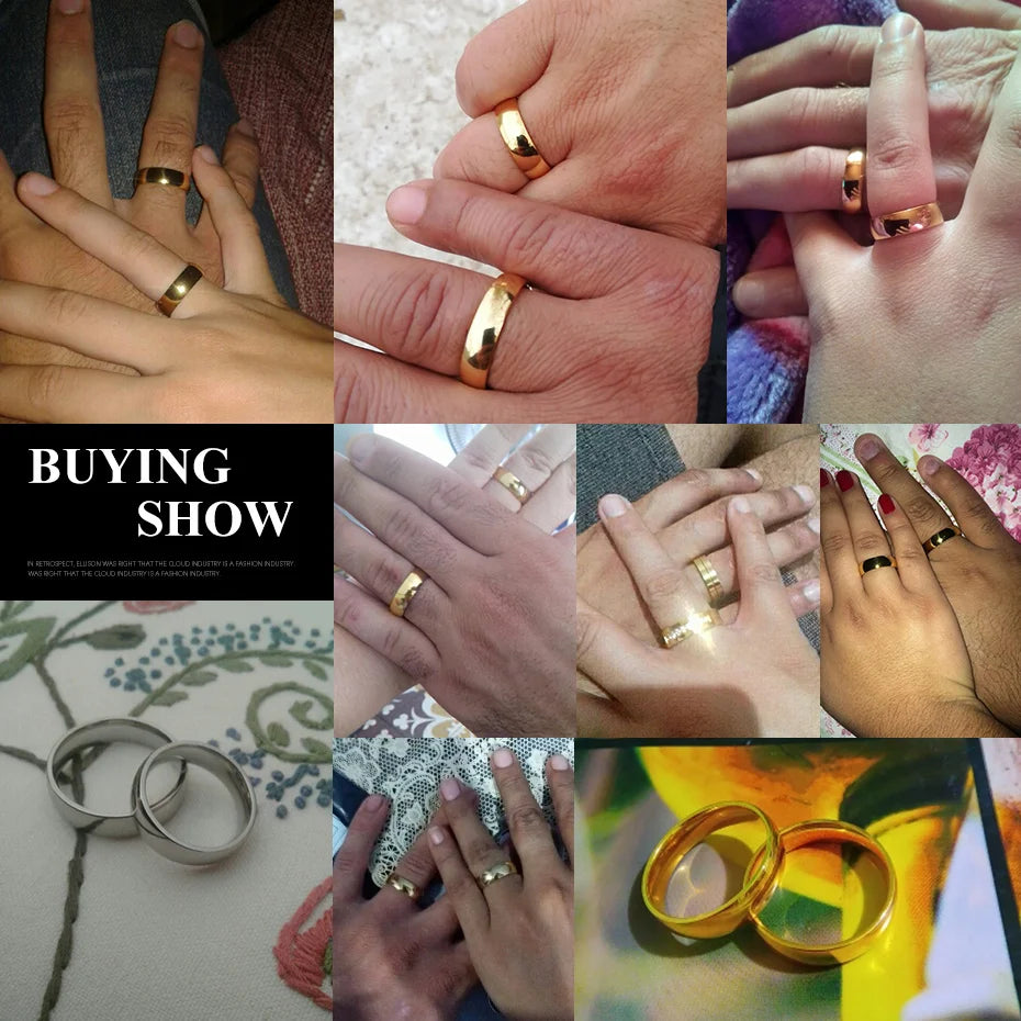 Gold Color Wedding Band Engagement Stainless steel Ring  for Women Men US Sizes 4 5 6 7 8 9 10 11 12 13 14 15 Free Shipping