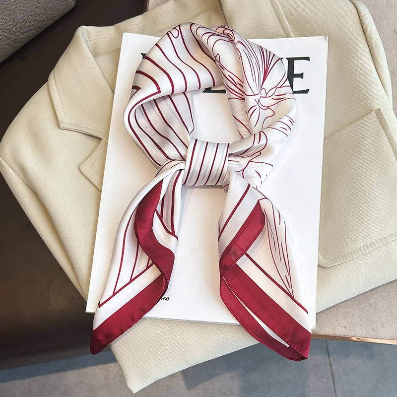 2024 New Fashion Luxury Silk Scarf Bandana Women Hair Bands Square Scarves Neck Tie Bag Scarfs Satin Lady Wrap Headband
