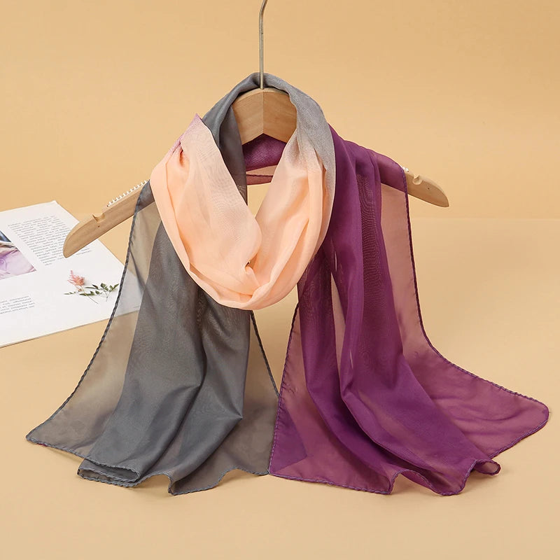 2026 New Print Chiffon Scarf Shawl Women Sunscreen Silk Scarf Turban Long Wrap Beach Travel Outdoor Accessories Trendy Headband