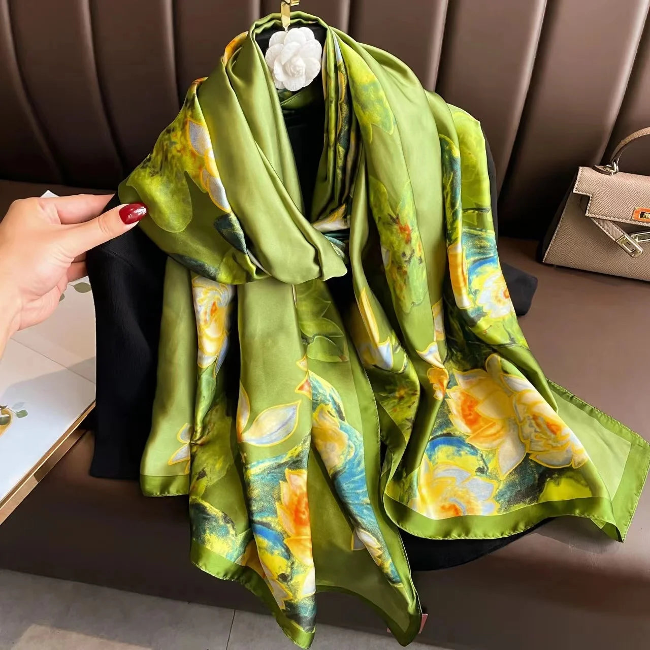 180x90 Cm Large Silk Soft Scarf Women Stylish Print Long Shawl Handkerchief Summer Elegant Travel Wrap Hot