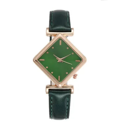 Women's Watch Elegant Rhombus Pointer Quartz Watch Retro Fashion Analog PU Leather Wrist Watch