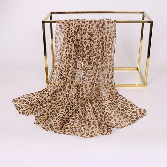 Ladies Sunscreen Scarf Small Silk Scarf Versatile Spotted Leopard Print Gauze Sunscreen Ice Silk