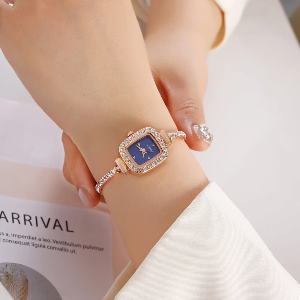 1 piece/set of small square watch for women, quartz movement for women, high-end drawstring watch for women