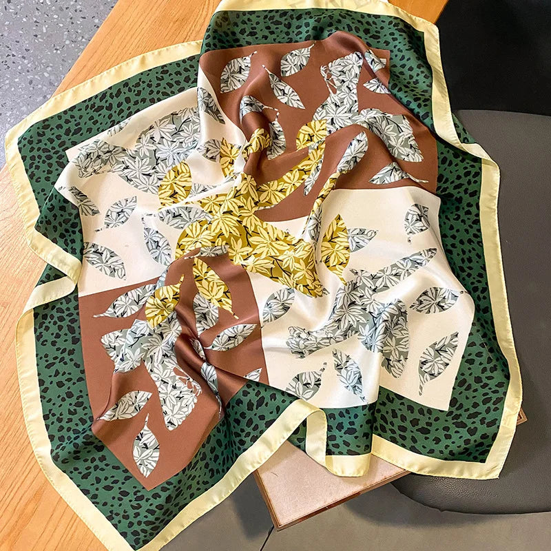 Elegant Floral Scarf for Lady Fashion Square Silk Neck Kerchief Bandana Foulard Soft Hairbands Women 2022 New Bufanda