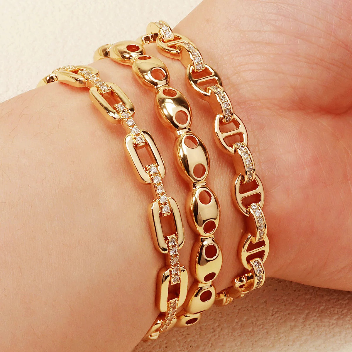 Miallo New Stainless Steel Trendy Open Bracelet Daily Bangles For Women Simple Lock Clasp Sparkling Zirconia Bracelet As Gifts