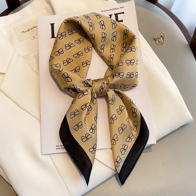 Elegant Floral Scarf for Lady Fashion Square Silk Neck Kerchief Bandana Foulard Soft Hairbands Women 2022 New Bufanda