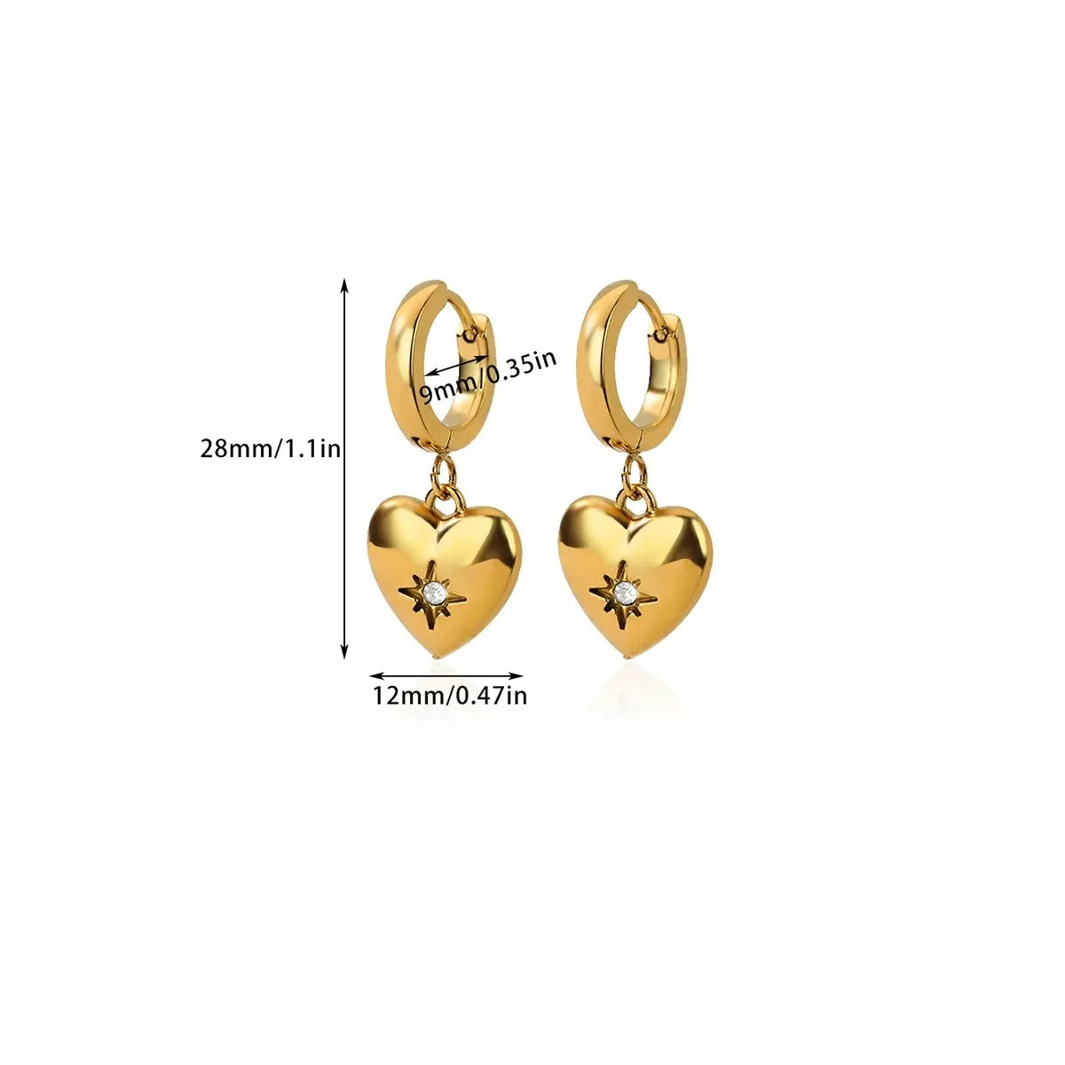 Simple Heart Drop Earrings For Women Stainless Steel Brand Fashion Ear Cuff Piercing Dangle Earring Jewelry Gifts Bijoux Femme