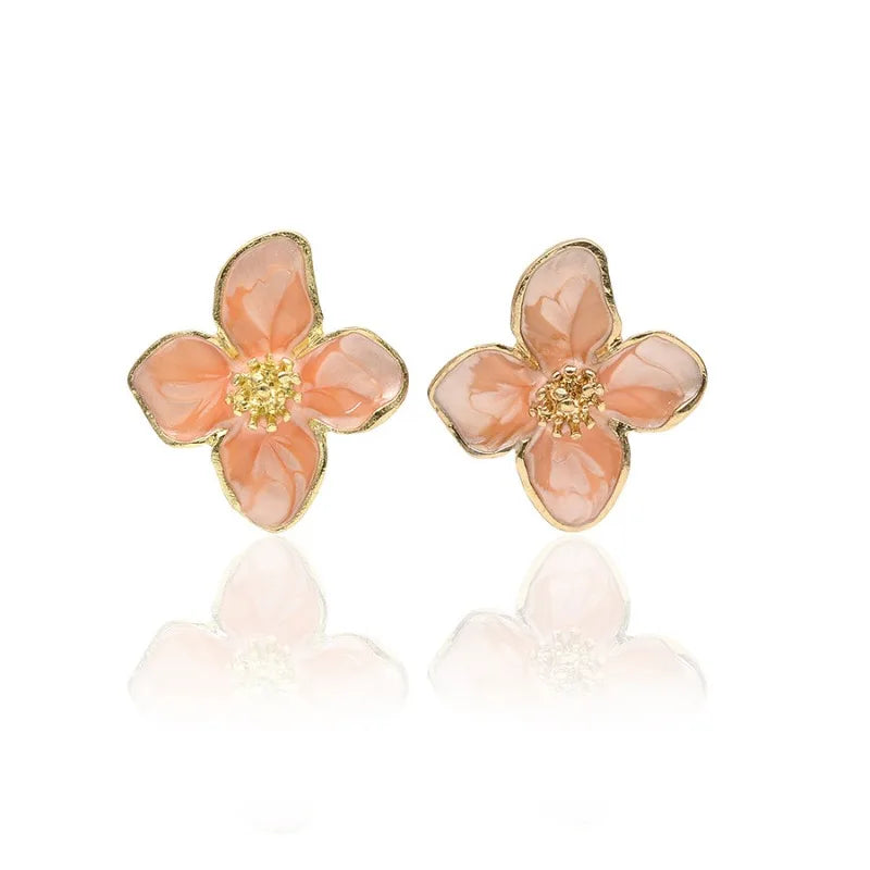 New Multi Color Acrylic Flower Stud Earrings for Women Korean Fashion Cute Super Fairy Temperament Earrings Jewelry Accessories