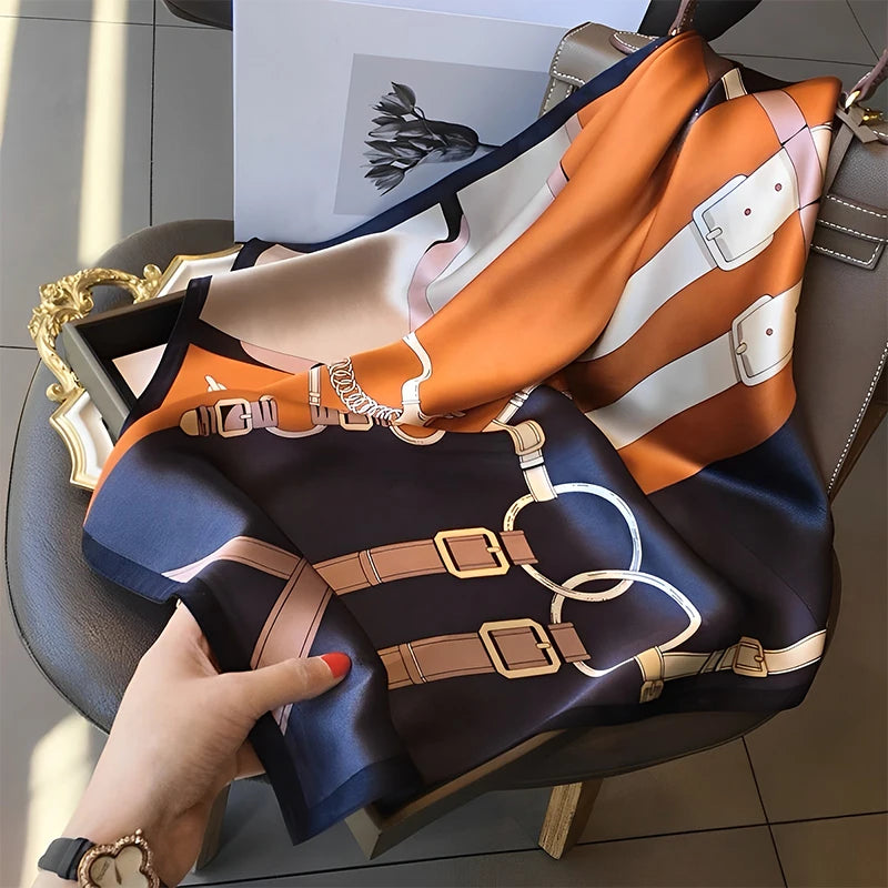 2024 New Fashion Luxury Silk Scarf Bandana Women Hair Bands Square Scarves Neck Tie Bag Scarfs Satin Lady Wrap Headband