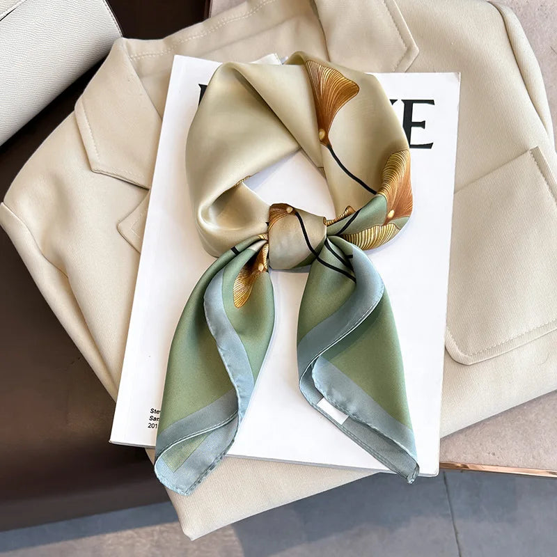 70*70cm Luxury Floral Print Silk Square Scarf Women Foulard Hairband Hands Bag Ribbon Head Hijab Neckerchief Headband Bandana