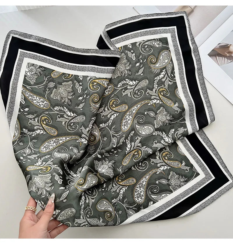 Square Scarf For Women Breathable Bandanna Luxury Headband Hair Scarf Soft Stain Neckerchief Spring/Summer Head Scarf