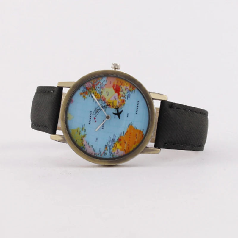 Men's Watches Fashion Trends World Earth Airplane Watch Hands Denim Wristbands Business Sports Quartz Watches watches for man