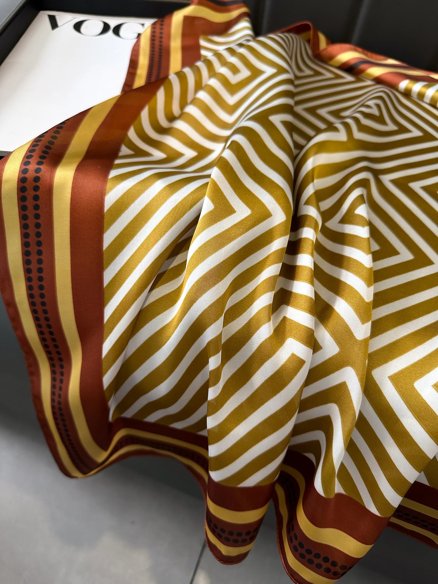 New lady Girl 70*70cm Silk Satin Hair Scarf Women Handkerchief stripe Printed Female Square Head Bandana Small Neck Muffler Hija