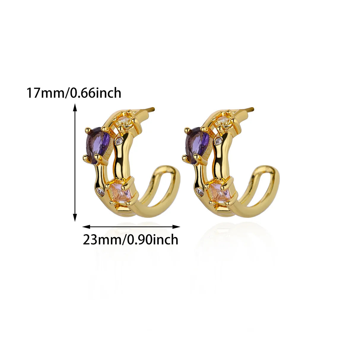 Free Shipping Zircon Geometric Earrings For Women Stainless Steel Gold Color Piercing Earring 2025 Fashion Wedding Jewelry Gift