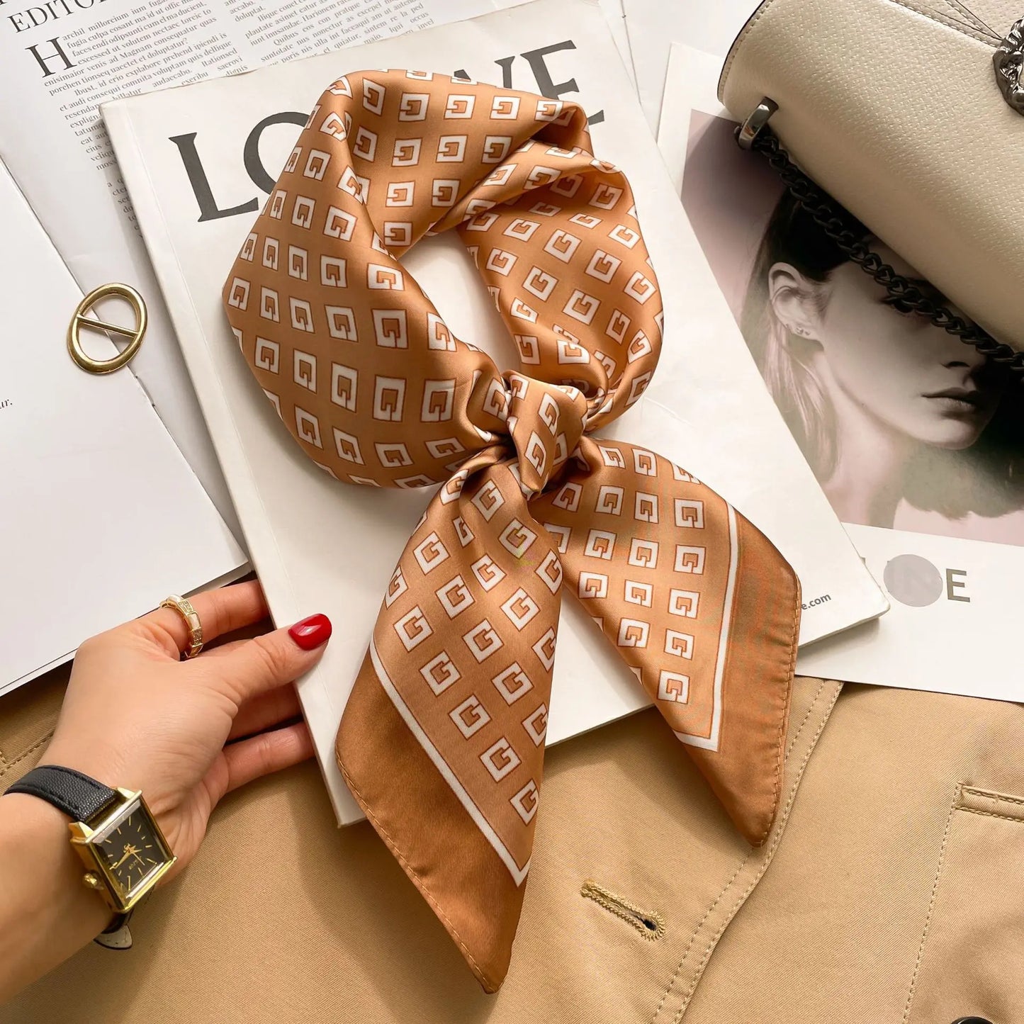 Luxury Horse  Silk Shawl Square Scarf For Women Print Hijab Summer Wraps Neckerchief Female 70*70cm Handkerchief Bandana Girl