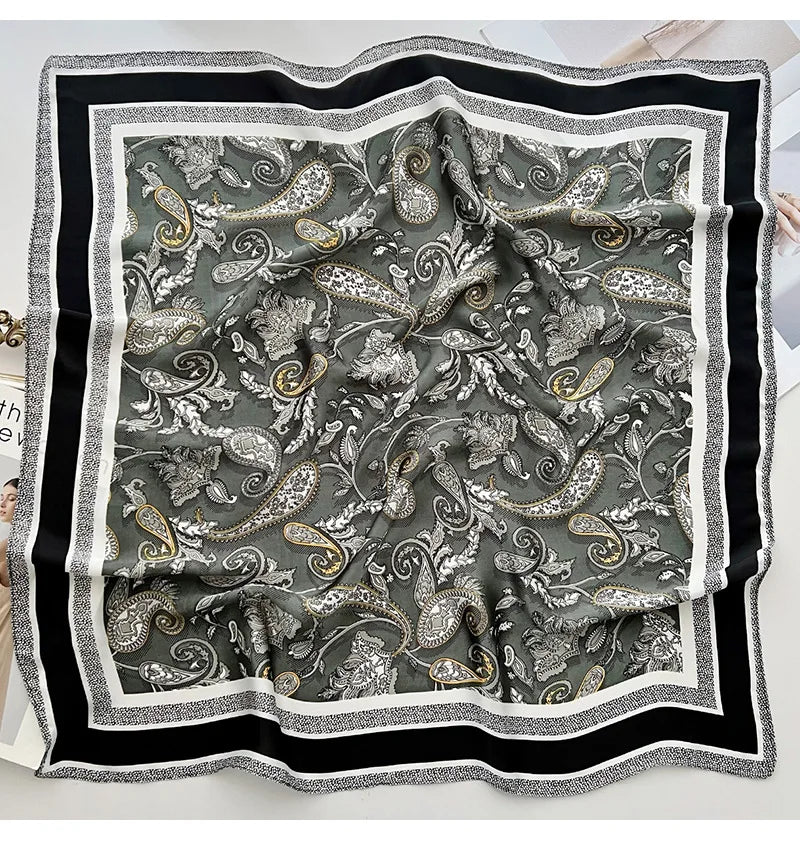 Square Scarf For Women Breathable Bandanna Luxury Headband Hair Scarf Soft Stain Neckerchief Spring/Summer Head Scarf
