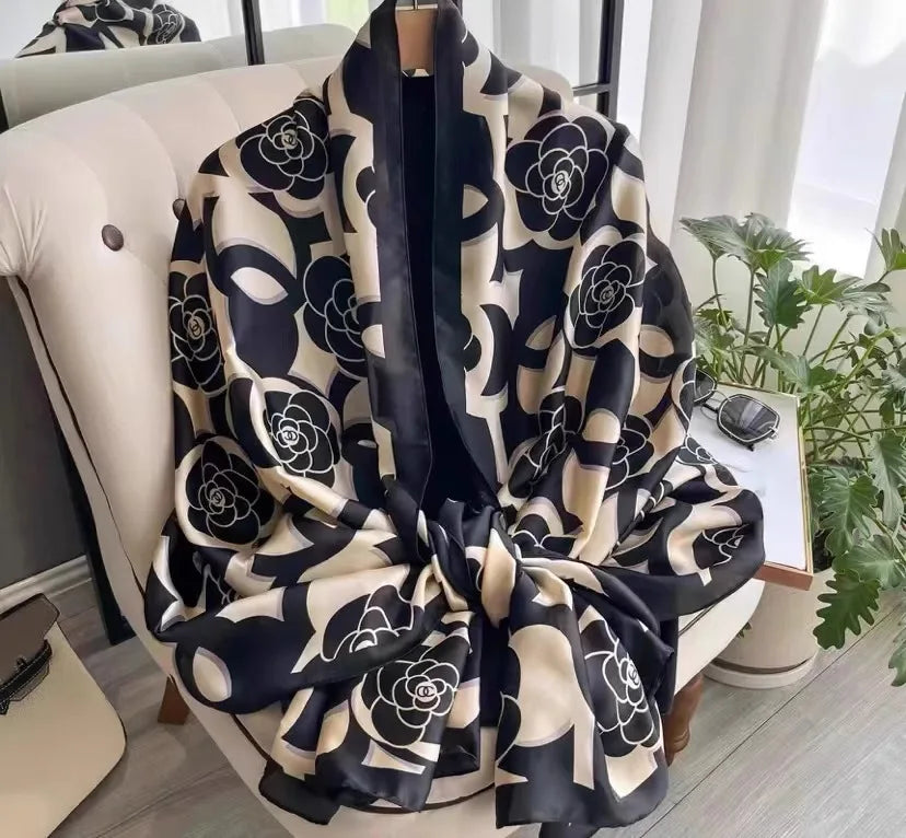 180*90cm Scarves Luxury Brand Long Silk Scarf Women Soft Shawl Wrap Muffler Hijab Bufanda Foulard Female Bandana Beach Stoles