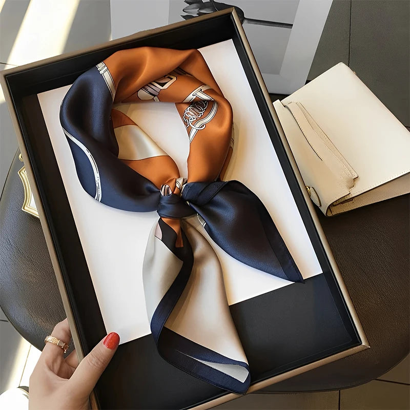 2024 New Fashion Luxury Silk Scarf Bandana Women Hair Bands Square Scarves Neck Tie Bag Scarfs Satin Lady Wrap Headband