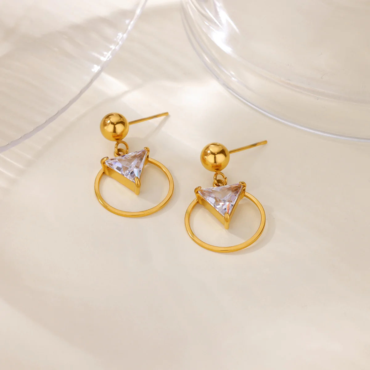 Free Shipping Zircon Geometric Earrings For Women Stainless Steel Gold Color Piercing Earring 2025 Fashion Wedding Jewelry Gift