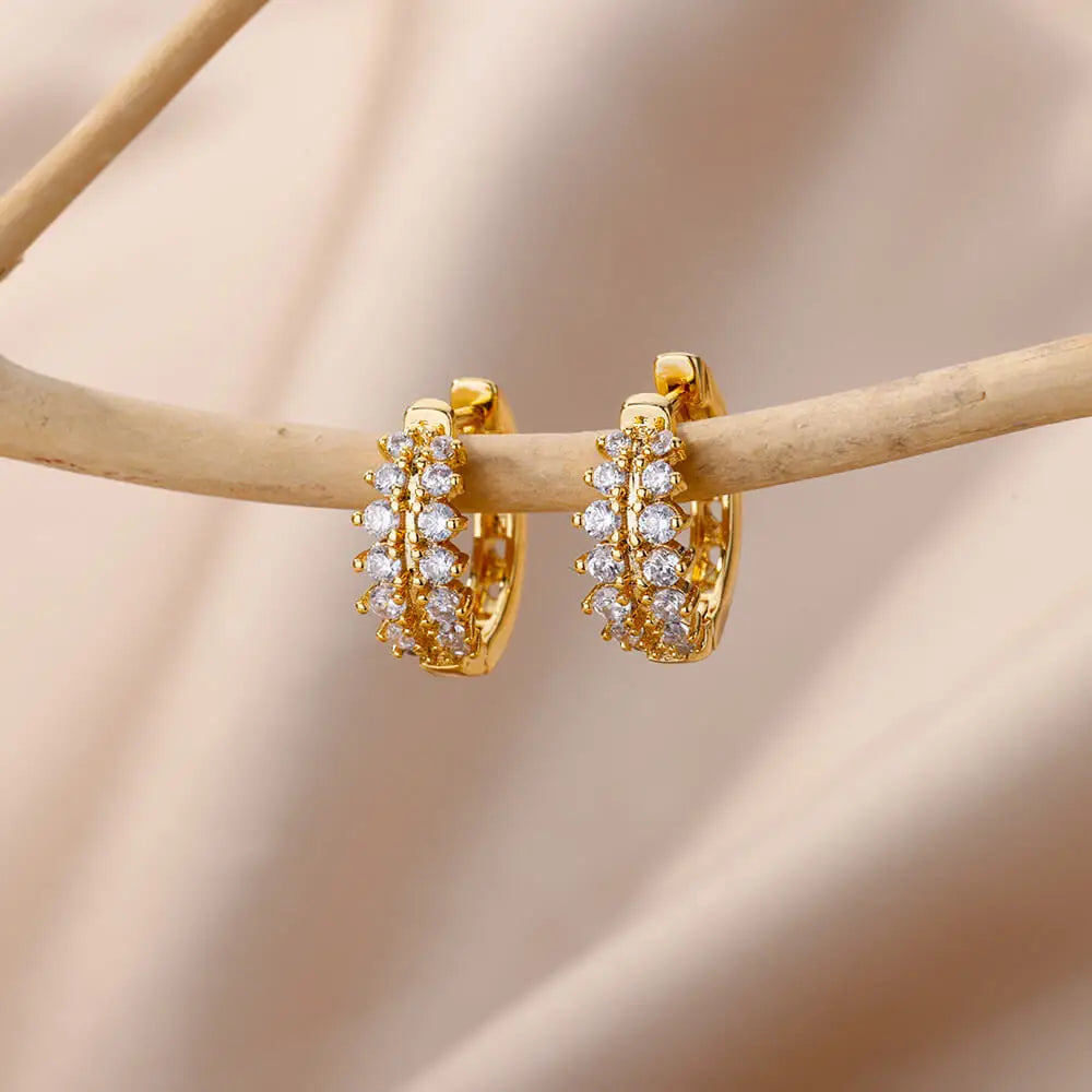 Zircon Pendientes Earring For Women Stainless Steel Hoop Piercing Earring Trending 2024 New Jewerly aretes de mujer bijoux femme