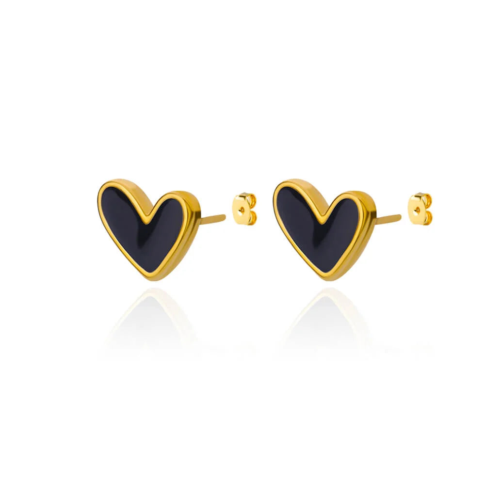 Stainless Steel Gold Plated Heart Shaped Set Zircon Stud Earrings for Women Delicate Hoops Earring Wedding Party Jewelry Gifts