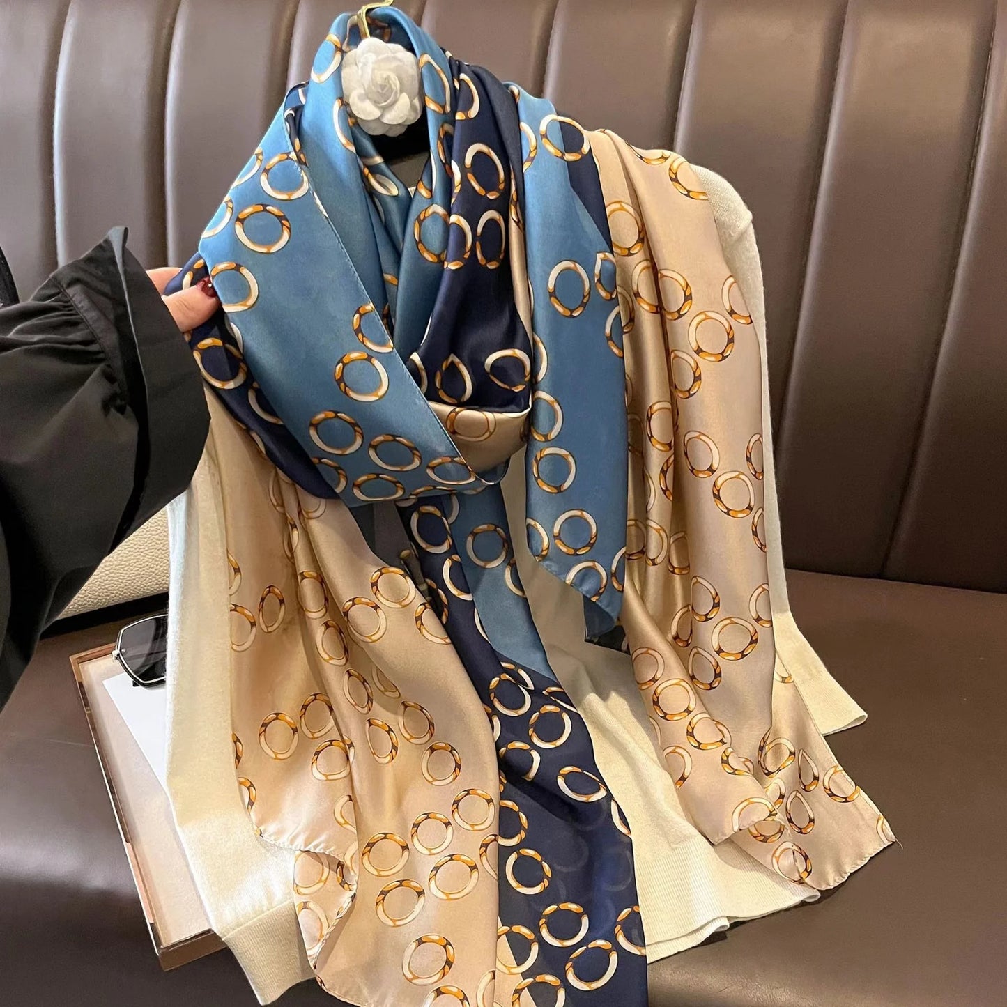 180x90 Cm Large Silk Soft Scarf Women Stylish Print Long Shawl Handkerchief Summer Elegant Travel Wrap Hot