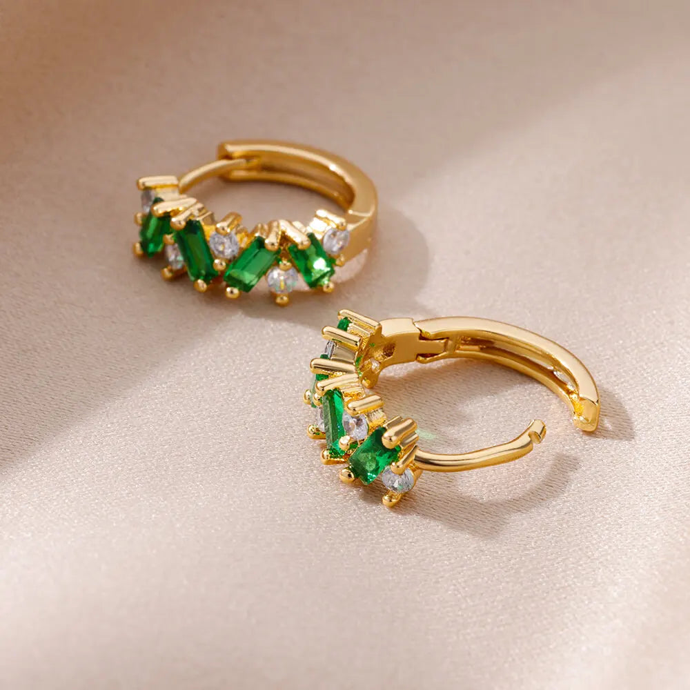 Rainbow Zircon Earring For Women Girls Stainless Steel Hoop Piercing Earring 2024 New Trend Luxury Wedding Jewelry Gift