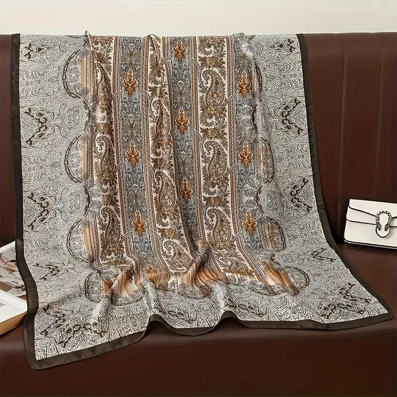 180*90cm Scarves Luxury Brand Long Silk Scarf Women Soft Shawl Wrap Muffler Hijab Bufanda Foulard Female Bandana Beach Stoles