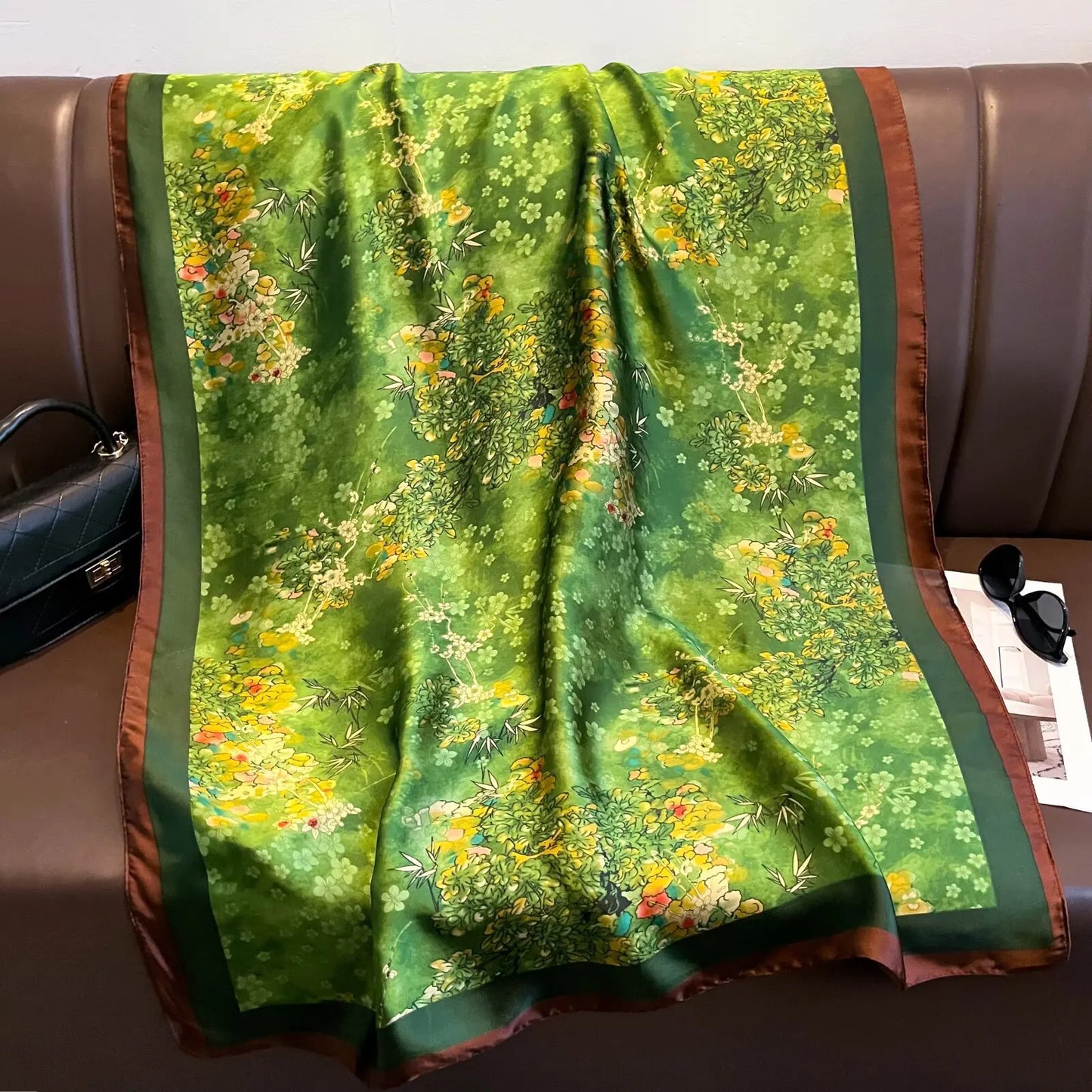 180*90cm Scarves Luxury Brand Long Silk Scarf Women Soft Shawl Wrap Muffler Hijab Bufanda Foulard Female Bandana Beach Stoles