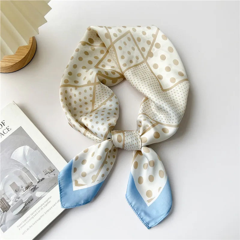 Striped Print Leaf Floral Square Scarves  for Women Kerchief Neckerchief Headband DIY Hair Accessories Decoration Head Scarf
