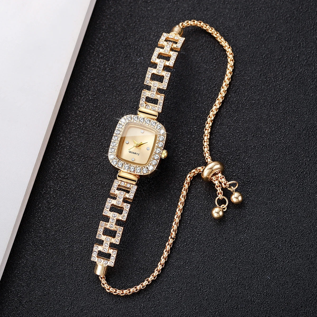 Luxury Rhinestone Bracelet Strap Women Watches Elegant Square Quartz Wristwatch Reloj Mujer Girls Clock Gift (Without Box)