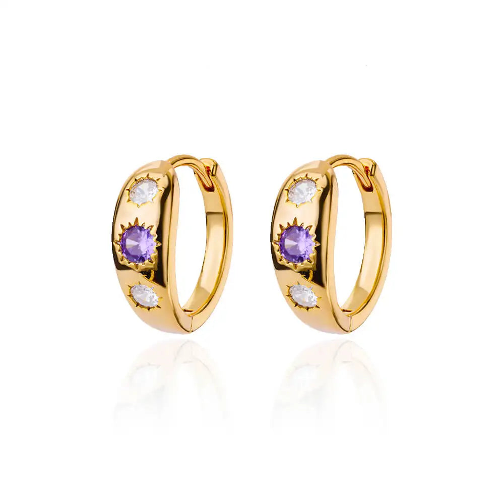 Zircon Round Star Earring For Women Geometric Stainless Steel Heart Hoop Earring Party Wedding Aesthetic Jewelry Gift