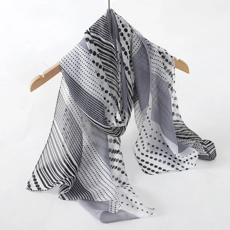 2026 New Print Chiffon Scarf Shawl Women Sunscreen Silk Scarf Turban Long Wrap Beach Travel Outdoor Accessories Trendy Headband