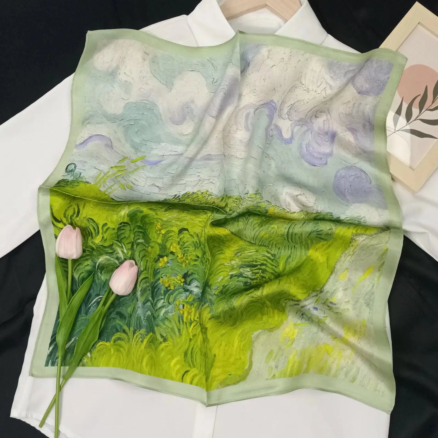 Fashion 100% Real Silk Scarf 53cm Square Bandelet Women's Silk Temperament Small Scarf Neck Decorative Wrap Printed Scarves